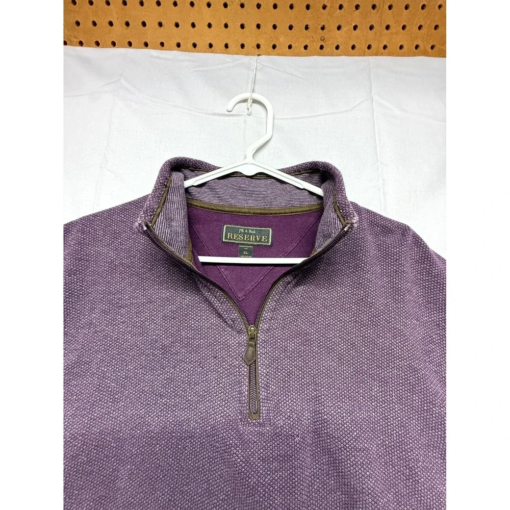 JoS. A. Bank Reserve Sweater Men XL Purple Traditional Fit Quarter Zip Mock Neck